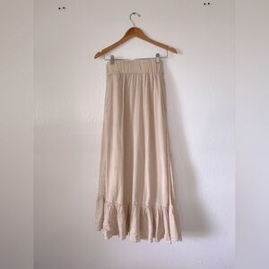 FREE PEOPLE Sand Colored Flowy Maxi Length Wrap Skirt Size Small